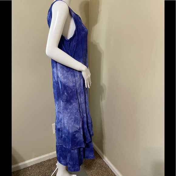 Cottonways blue tie dye maxi dress Layered Brushed Cotton Size M - Picture 2 of 4